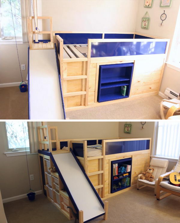 bunk bed house with slide