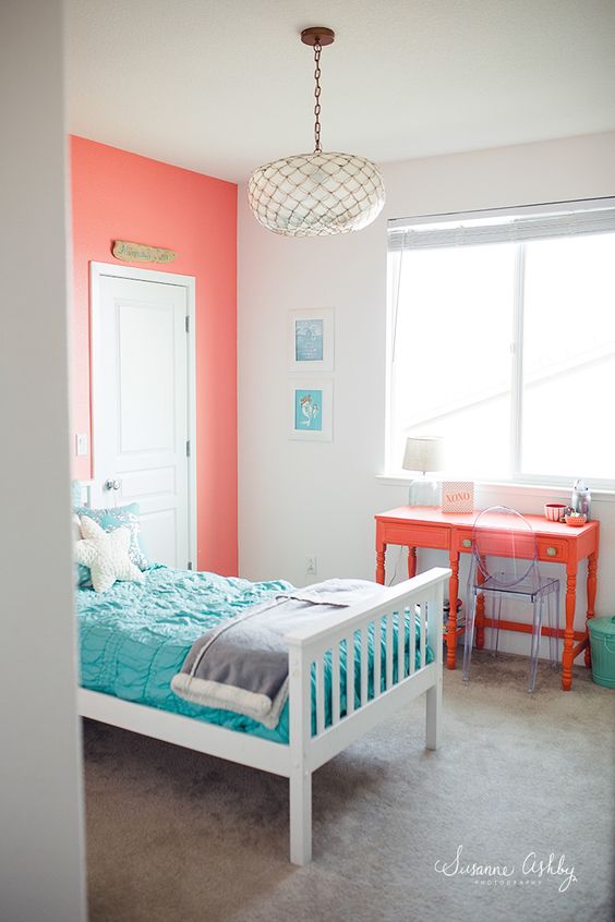 Teal and Coral.