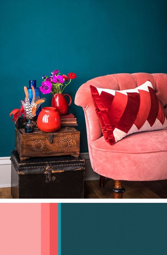 Teal and Pink.