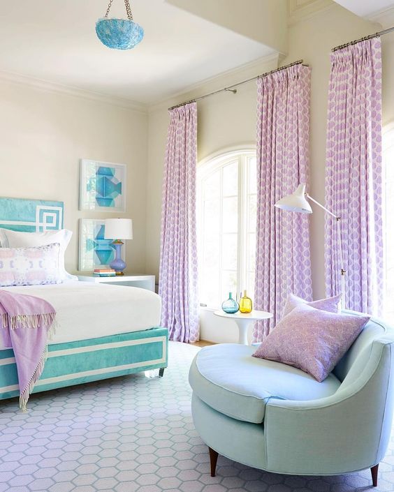 Teal and Lavender.