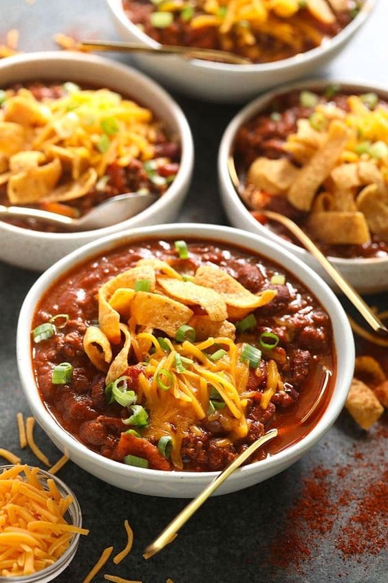 Ground Beef Chili With Beans & Tomatoes.