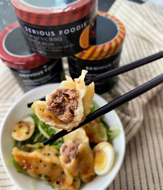 Asian Fusion Wagyu Beef Dumplings.
