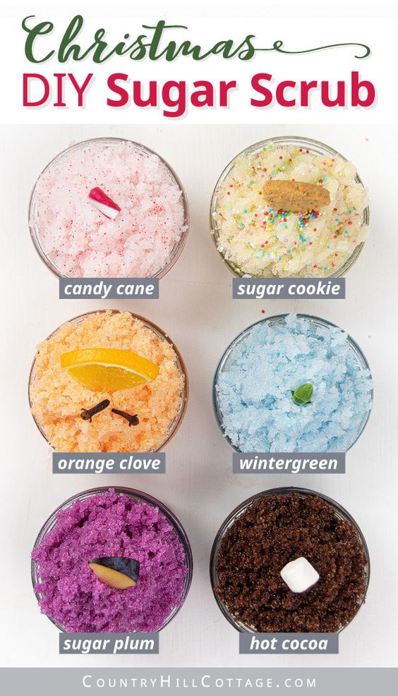 Easy Christmas Sugar Scrub Recipes with Essential Oils And Coconut Oil.