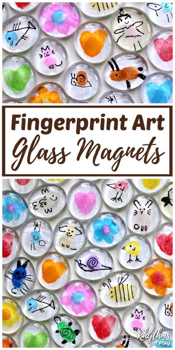Fingerprint Art Glass Magnets Craft .