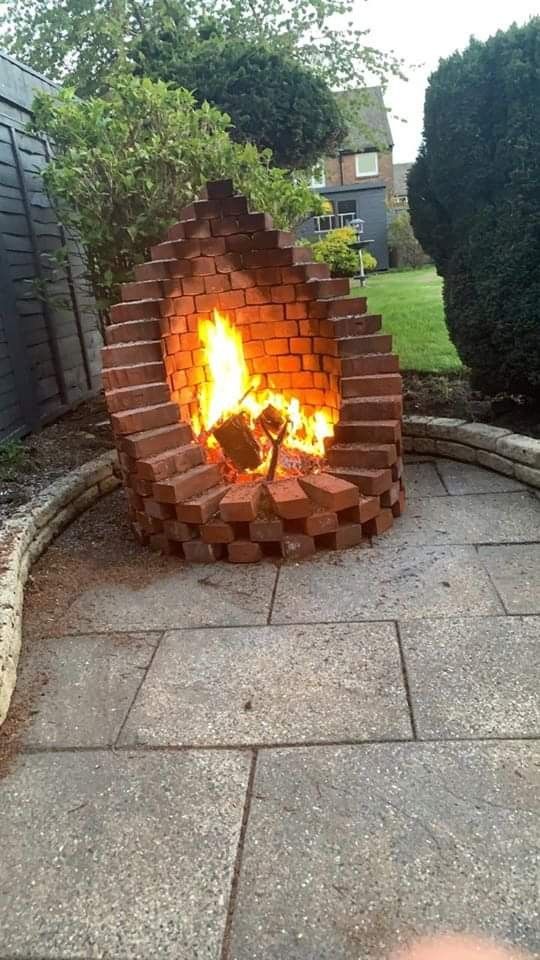 Beautiful Outdoor Brick Fireplace.