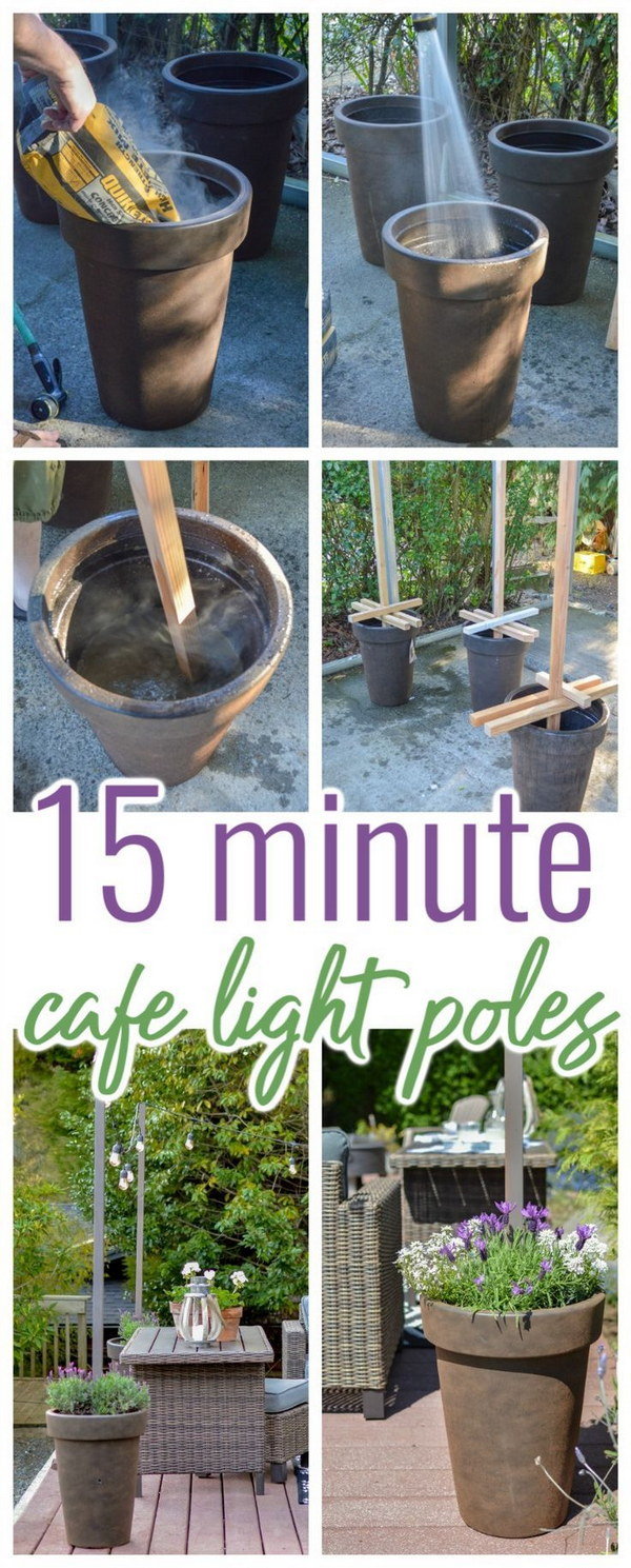 DIY Cafe Light Pole Pots   Takes About 15 Minutes Each.