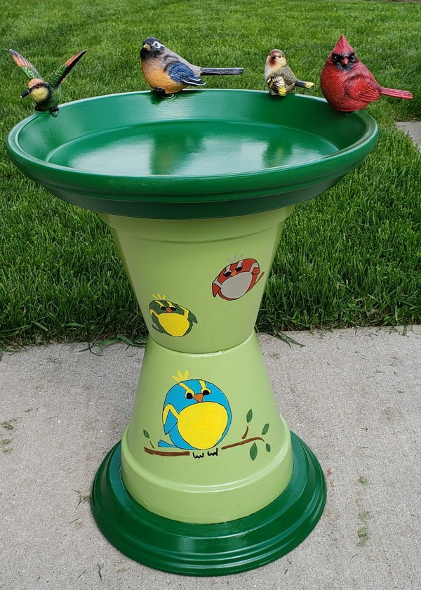 Clay Pot Watering Station for Bird.
