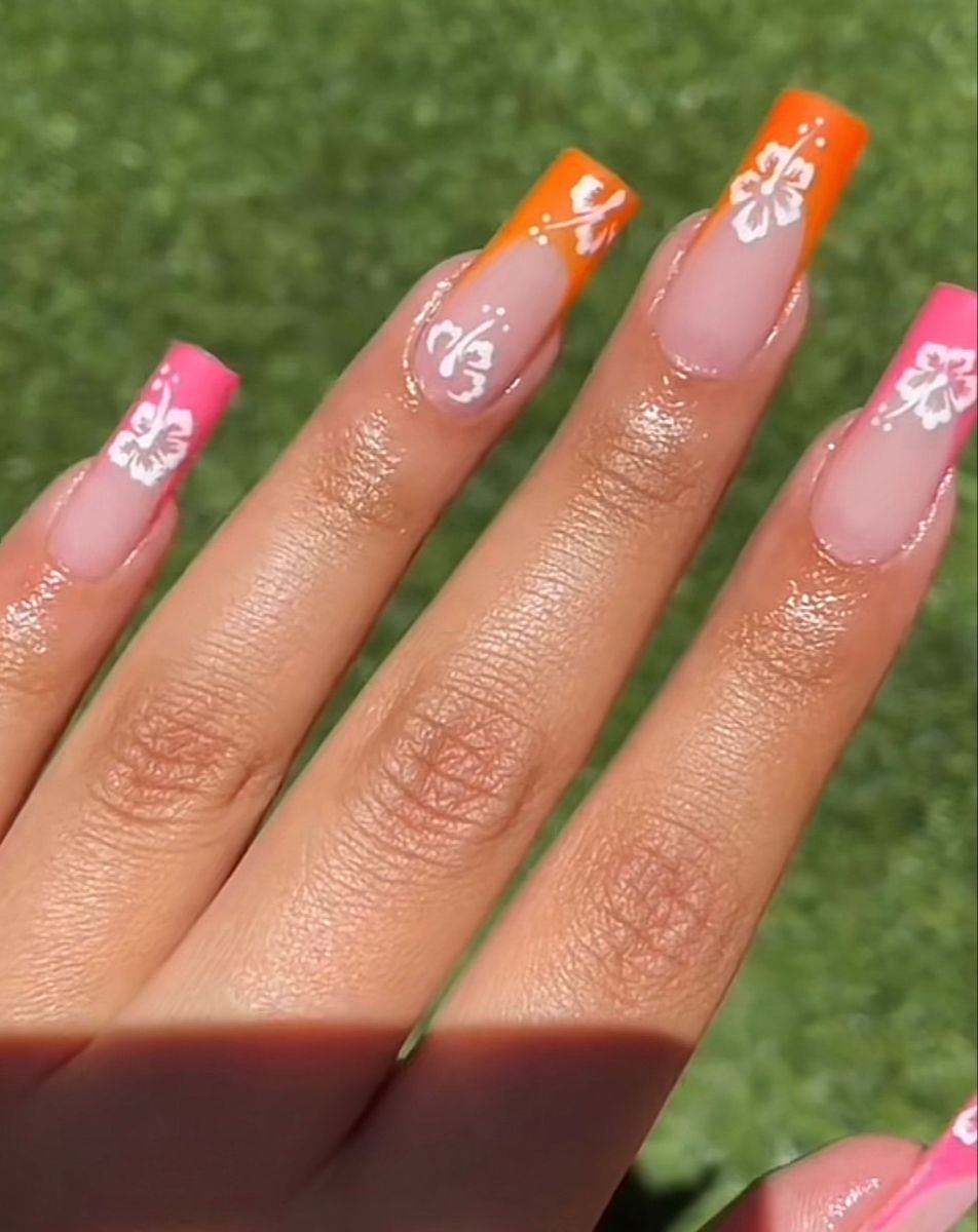Hibiscus Flowers Nails.