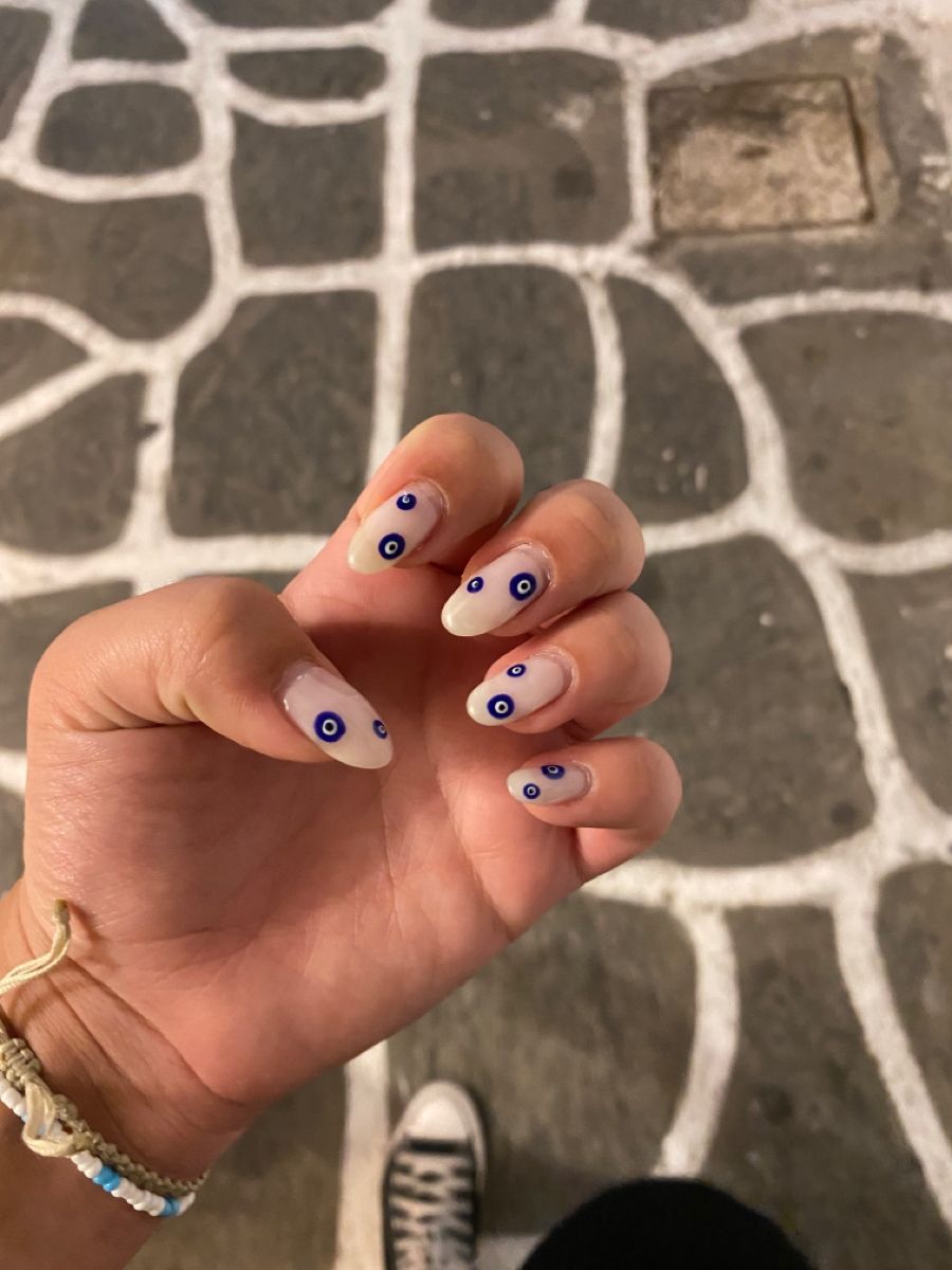 Navy Blue Evil Eye Nails.