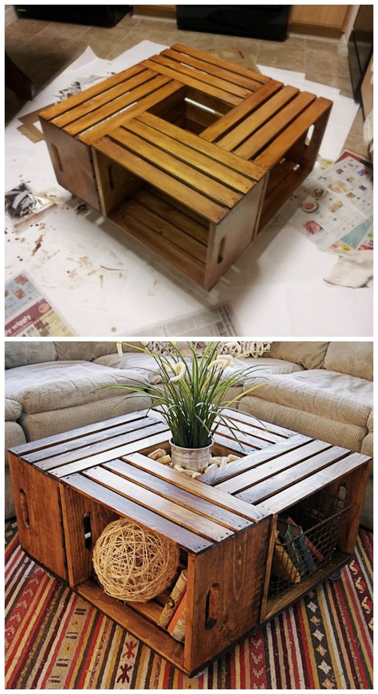 Craft a Wine Crate Table to Organize Your Magazines and Books. 